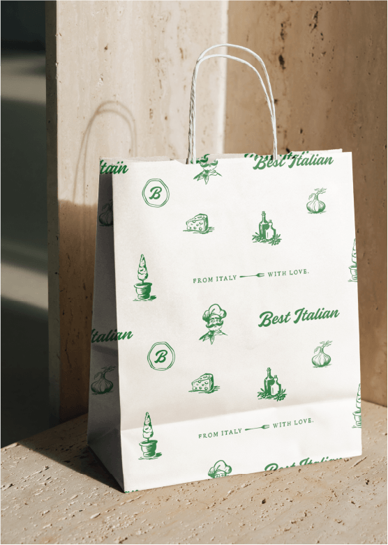Best Italian takeout bag with illustration pattern
